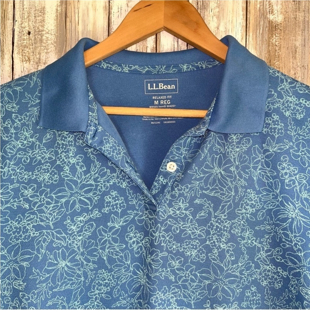 L.L. Bean Blue Patterned Polo Shirt - Picture 4 of 5